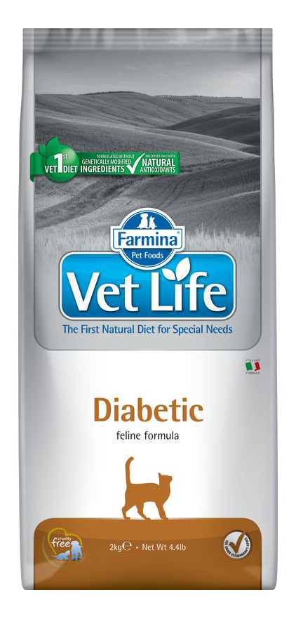 фото Сухой корм для кошек farmina vet life diabetic, при сахарном диабете, курица, 2кг