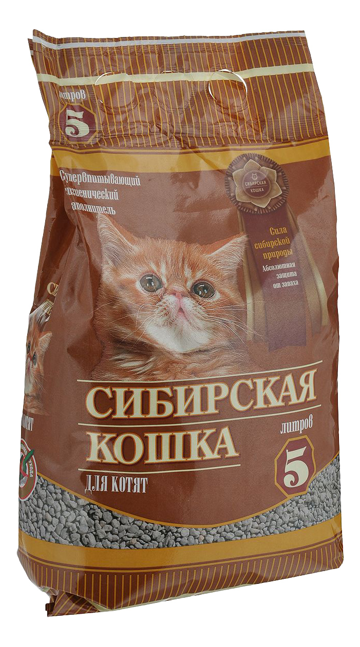 Впитывающий наполнитель для котят Сибирская кошка глиняный, 5 л