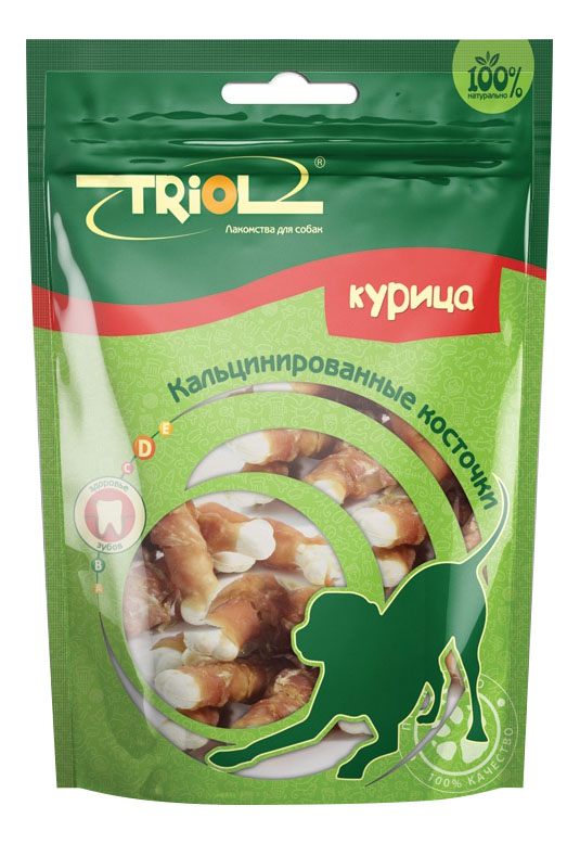 фото Лакомство для собак triol, кальцинированные косточки с курицей, 70г