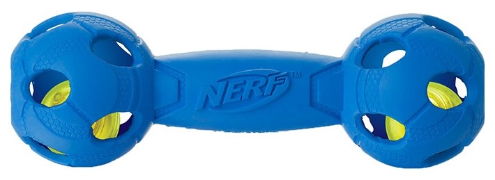 Жевательная игрушка для собак NERF Гантель светящаяся, синий, длина 17.5 см
