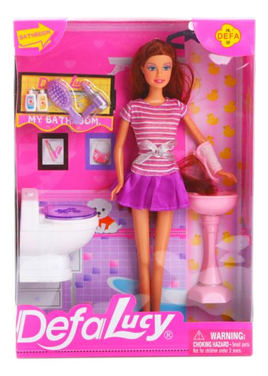 Кукла Defa с аксессуарами в ванной комнате abtoys модульный домик собери сам мини кукла в гардеробной комнате с аксессуарами