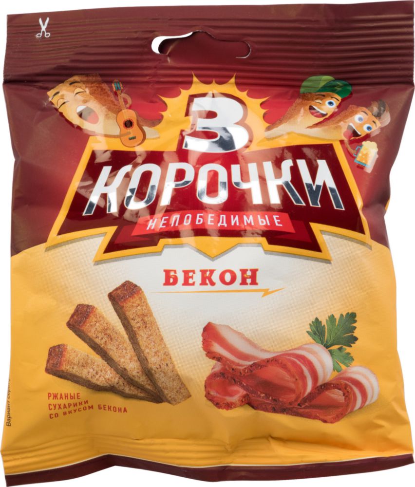 Сухарики ржаные Три корочки бекон 40 г