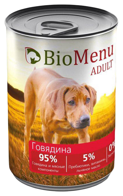 фото Консервы для собак biomenu adult, говядина, 12шт, 410г