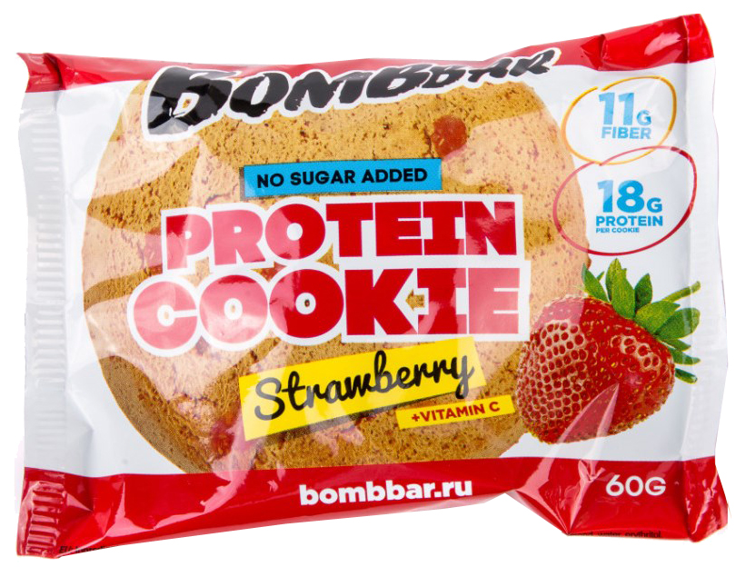 

Протеиновое печенье Bombbar 60 г клубника