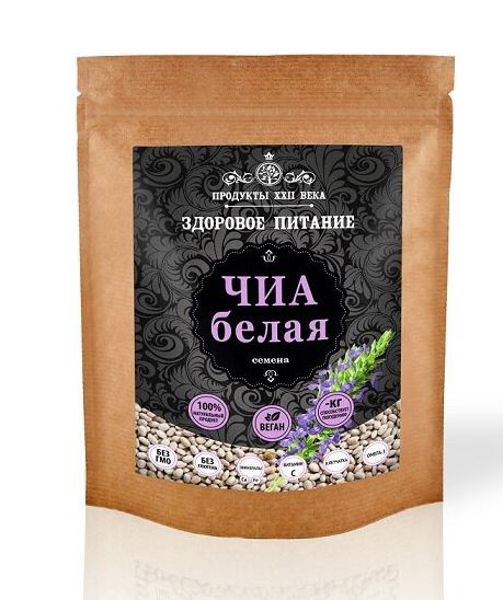 

Чиа белая, семена, 200 гр, Продукты XXII века