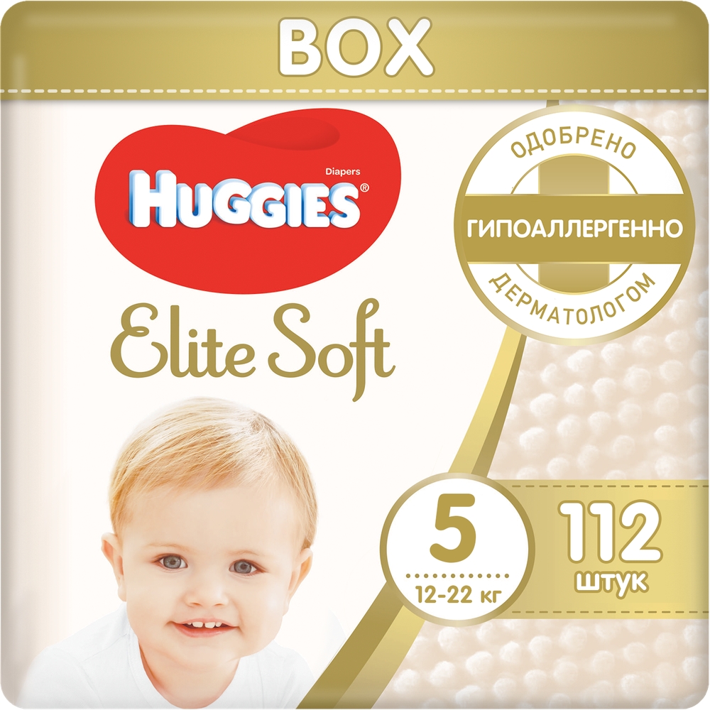 фото Подгузники huggies elite soft 5 (12-22 кг), 112 шт.