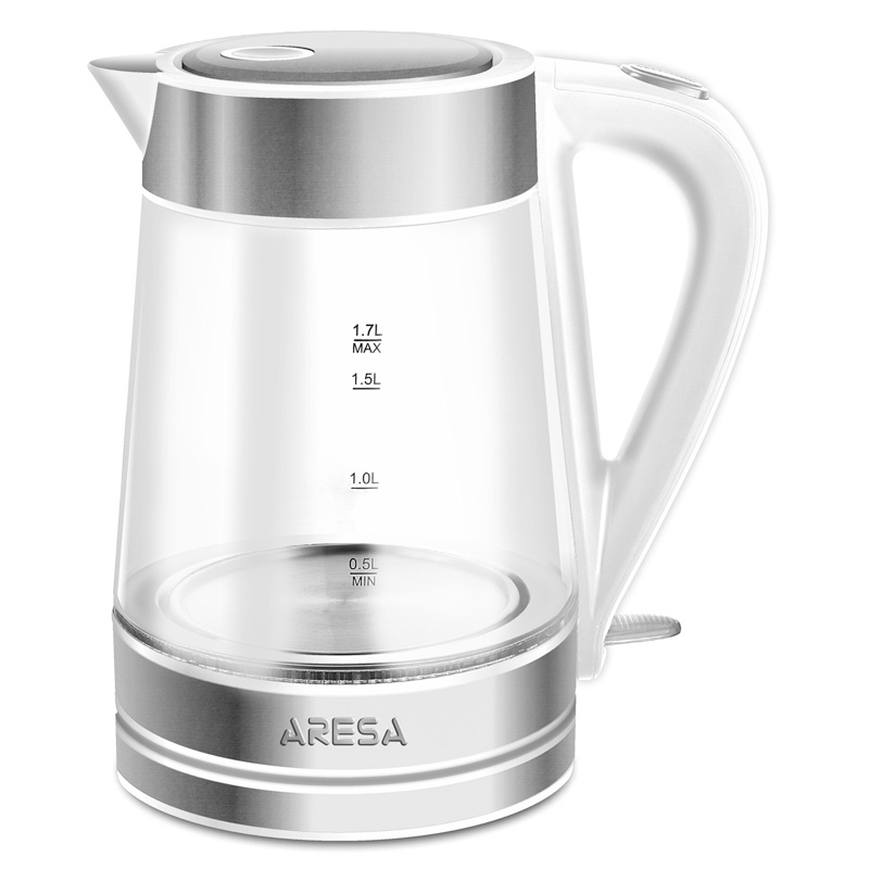 Чайник электрический Aresa AR-3440 1.7 л серебристый, прозрачный, белый сэндвичница aresa ar 1206