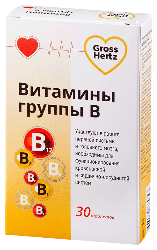 

Витамины группы В Gross Hertz таблетки 30 шт., Витамины группы В