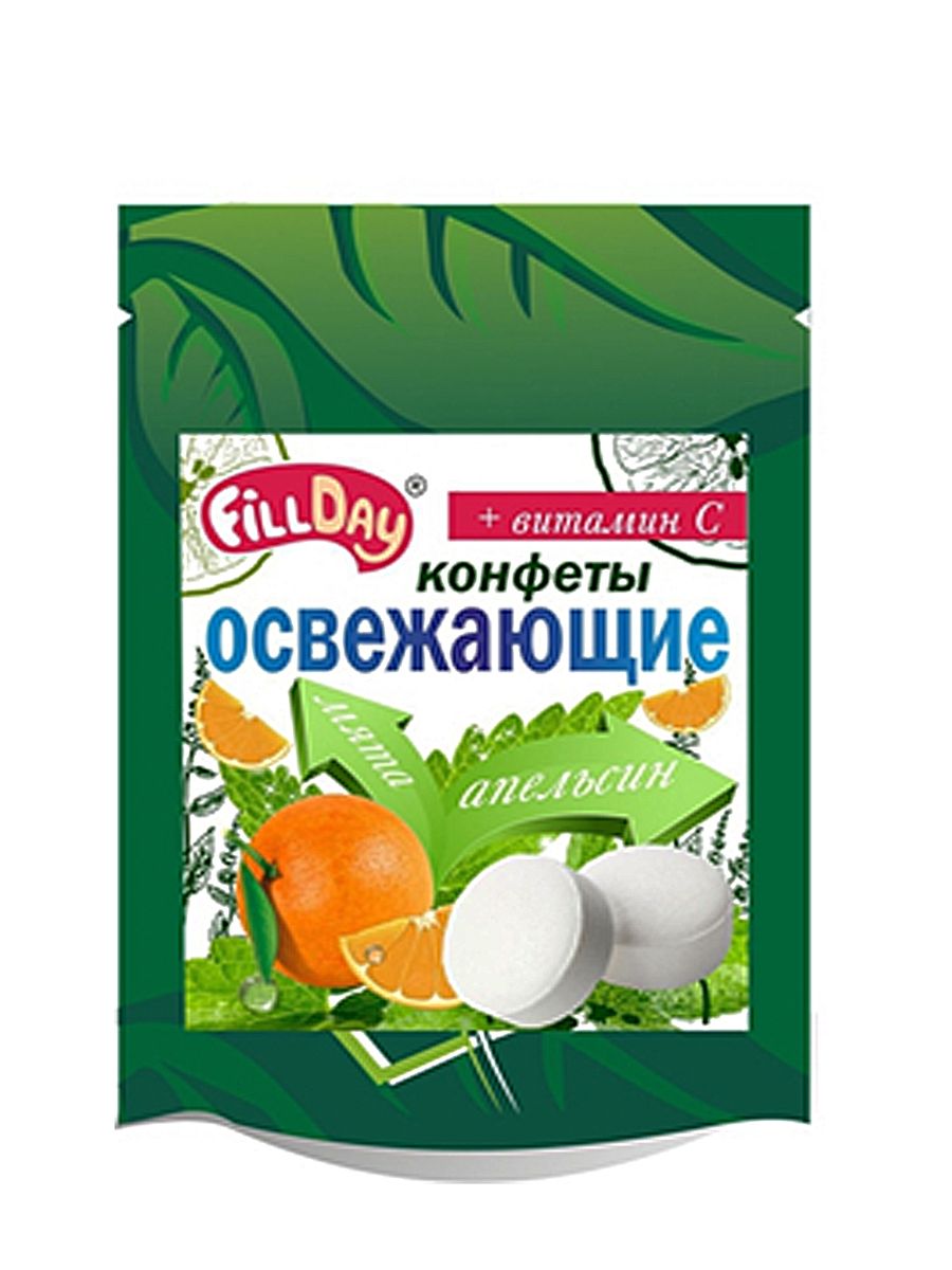 

Освежающие конфеты FillDay с апельсиновым соком с витамином С 20 г