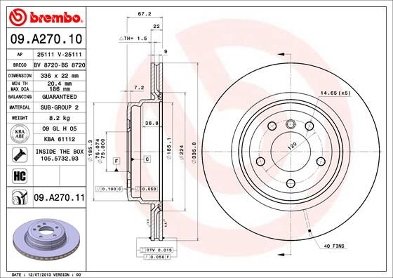 фото Тормозной диск brembo 09.a270.11