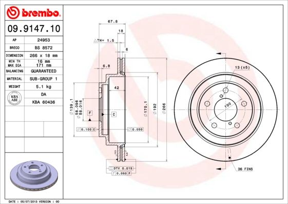 фото Тормозной диск brembo 09.9147.10