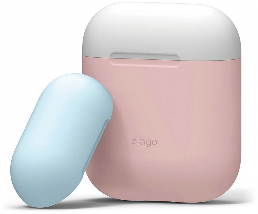 фото Чехол elago silicone duo (eapdo-pk-whpbl) для airpods (pink/white/pastel blue)