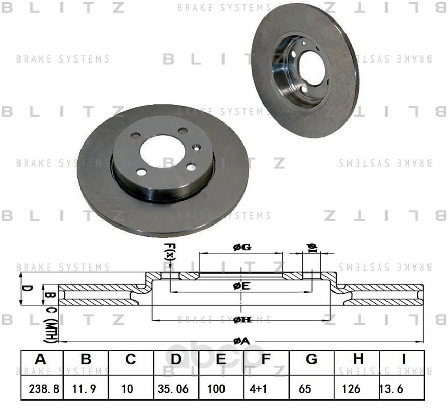 

Тормозной диск BLITZ BS0335 передний