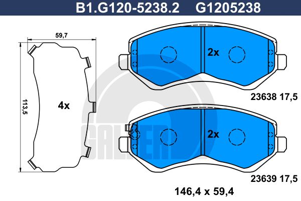 

Тормозные колодки GALFER дисковые B1G12052382