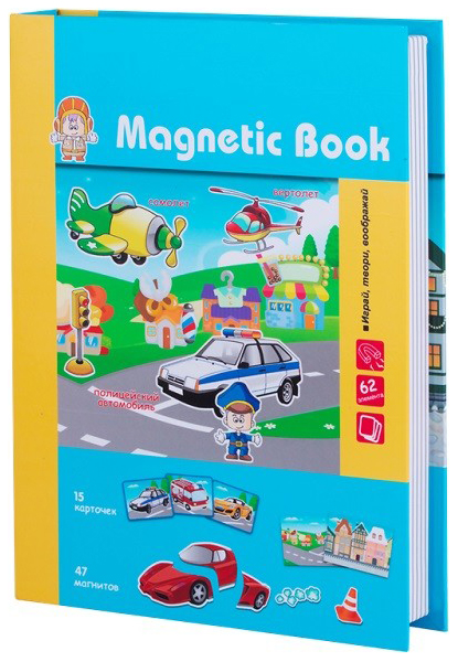 фото Дидактическая игра magnetic book веселый транспорт 77 деталей