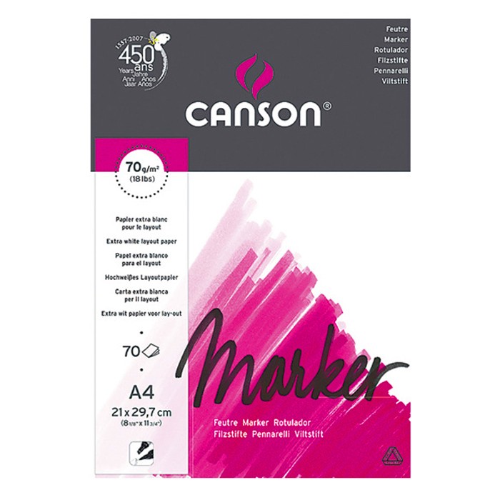 

Альбом Canson для маркера CANSON Marker Layout, 70г/м2, 21х29,7см, склейка 70 л