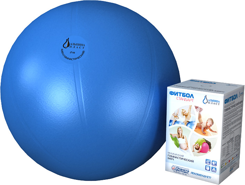 фото Мяч полумассажный альпина пласт стандарт, голубой, 65 см
