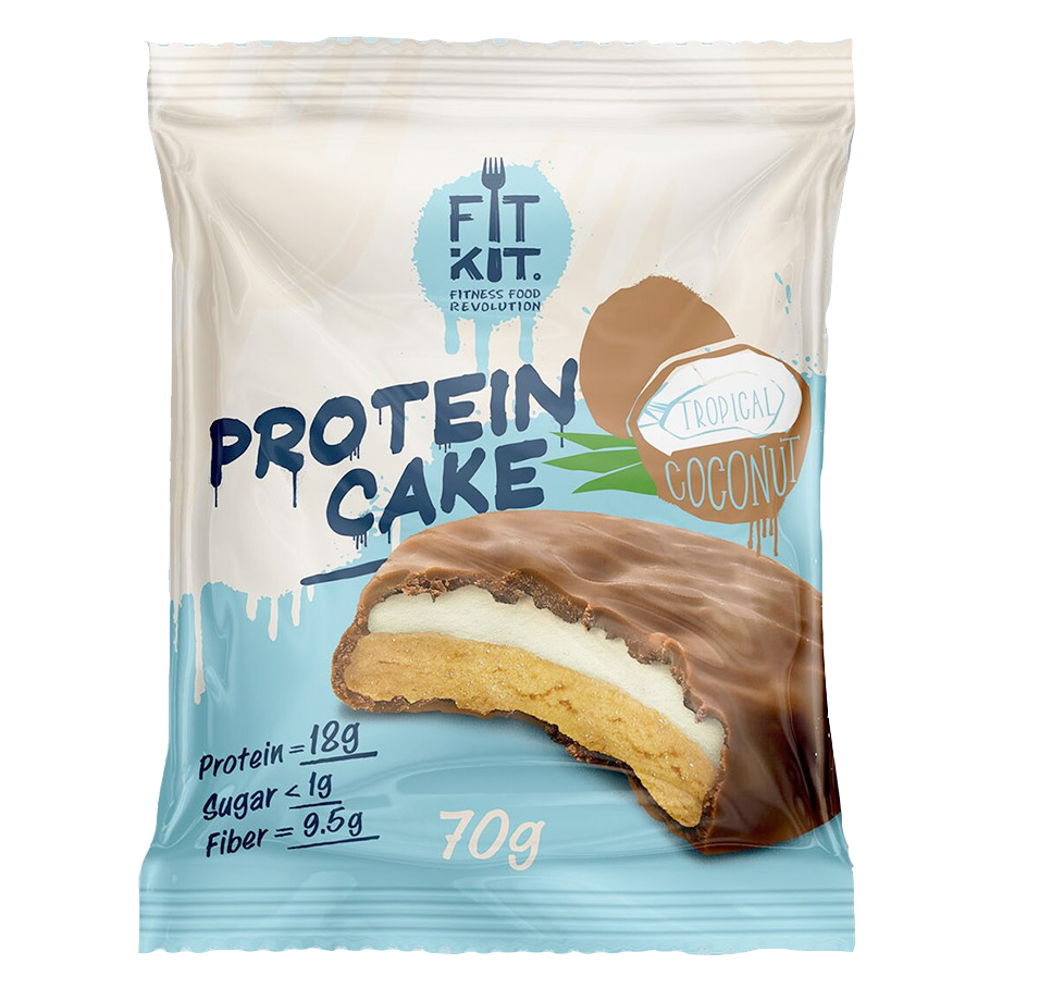 Fit Kit Protein Cake 70 г (вкус: тропический кокос) Протеиновое печенье