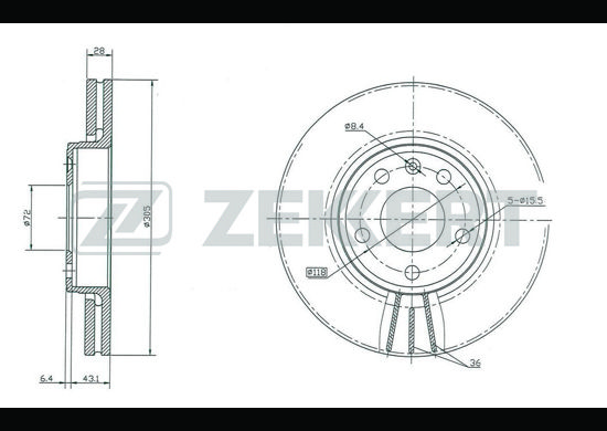 фото Тормозной диск zekkert bs-5141