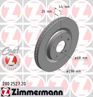 фото Тормозной диск zimmermann 200.2527.20