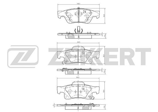 фото Комплект тормозных колодок, дисковый тормоз zekkert bs-1950