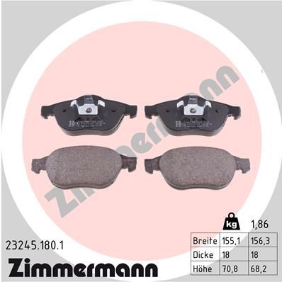 

Комплект тормозных колодок, дисковый тормоз ZIMMERMANN 23245.180.1