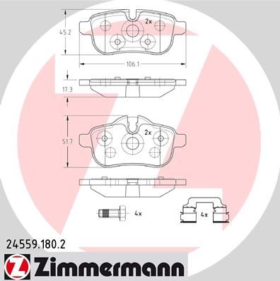 фото Комплект тормозных колодок, дисковый тормоз zimmermann 24559.180.2