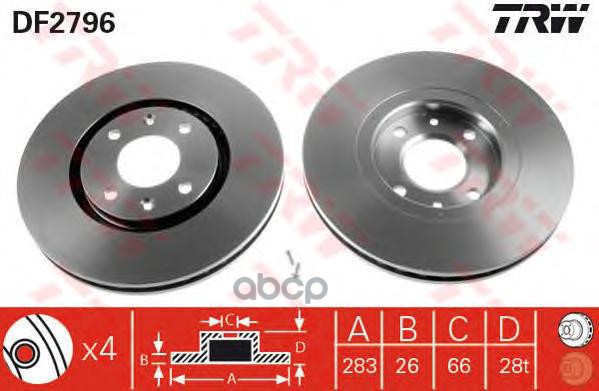фото Тормозной диск trw/lucas для df2796