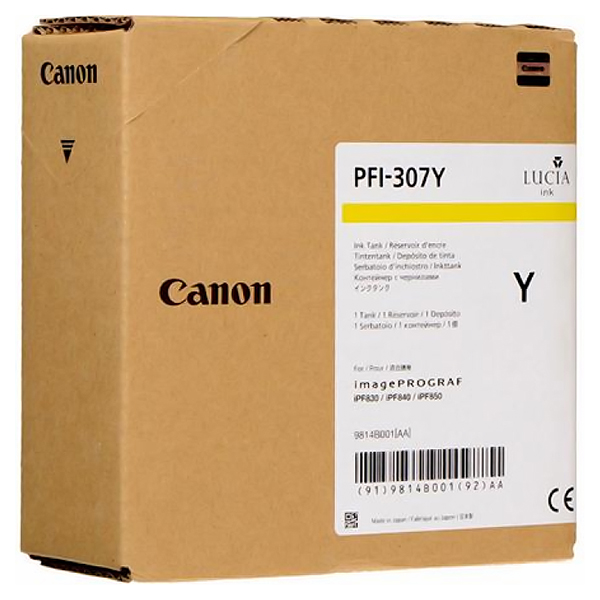 фото Картридж для струйного принтера canon pfi-307 y (9814b001) желтый, оригинал