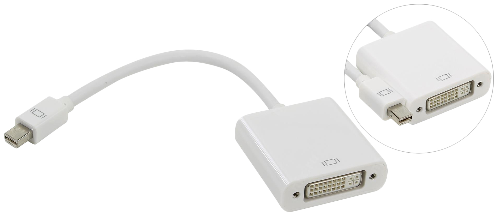 фото Адаптер vcom mini displayport-dvi, m-f 0,2м white (ta6050)