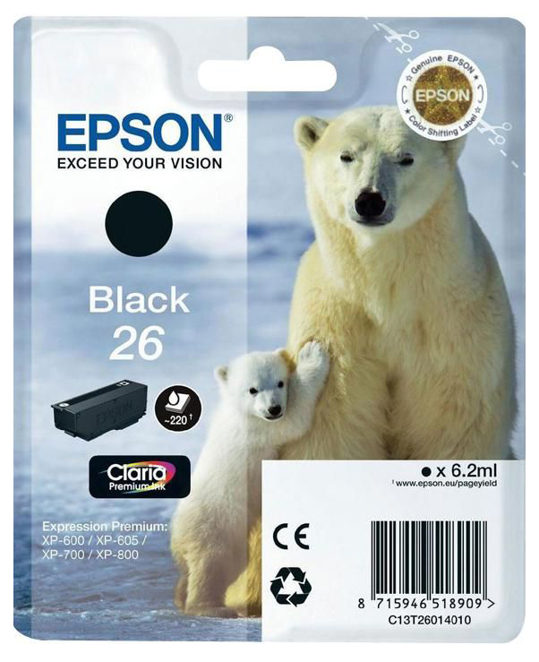 

Картридж для струйного принтера Epson C13T26314010, черный, оригинал, t2631