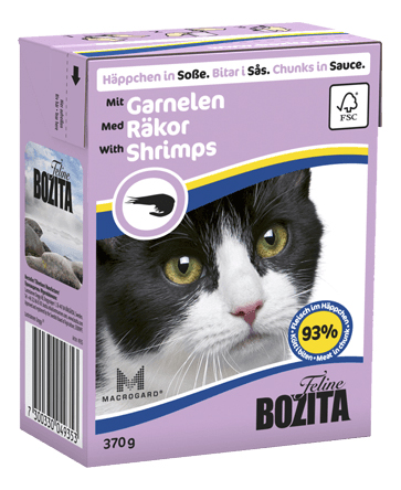 фото Консервы для кошек bozita feline chunks in sauce, с креветками в соусе, 16шт по 370г