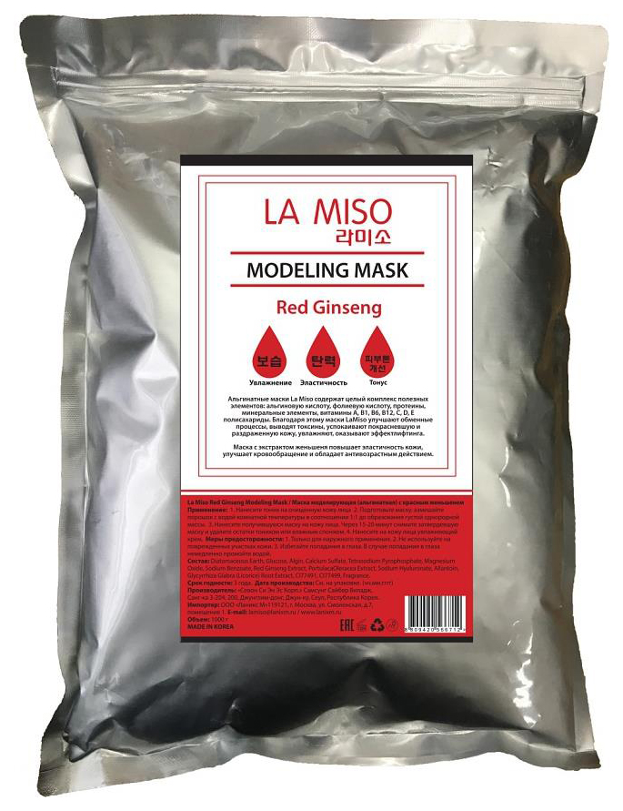 

Маска для лица LA MISO Red Ginseng Modeling Mask 1000 г, red Ginseng Modeling Mask