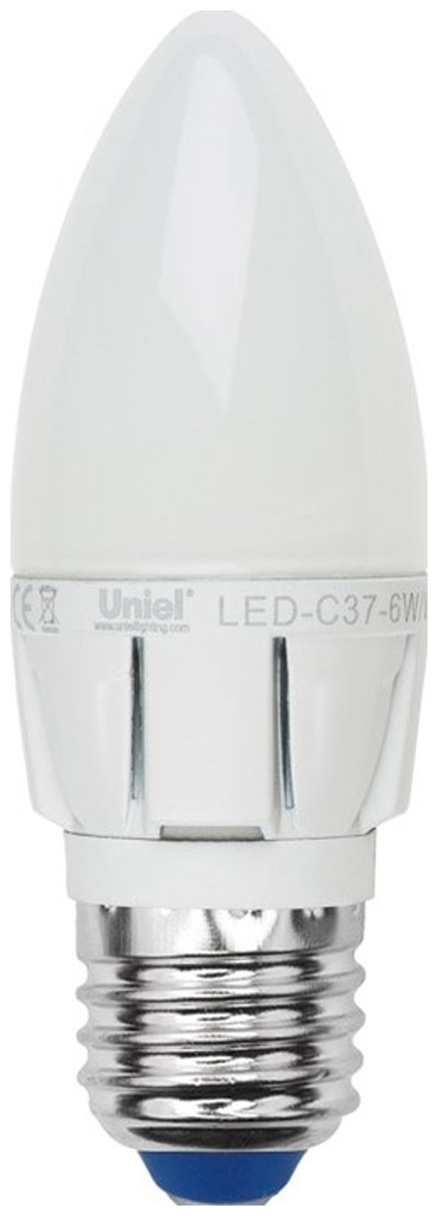 фото Лампа светодиодная (07899) e27 6w 4500k свеча матовая led-c37-6w/nw/e27/fr alp01wh uniel