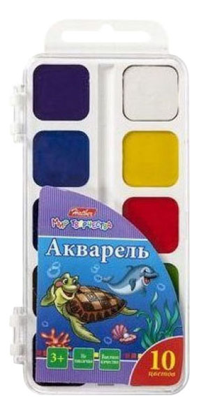 

Акварель Hatber Дельфины 10 цв, Белый;желтый;зеленый;красный;синий;черный, Дельфины