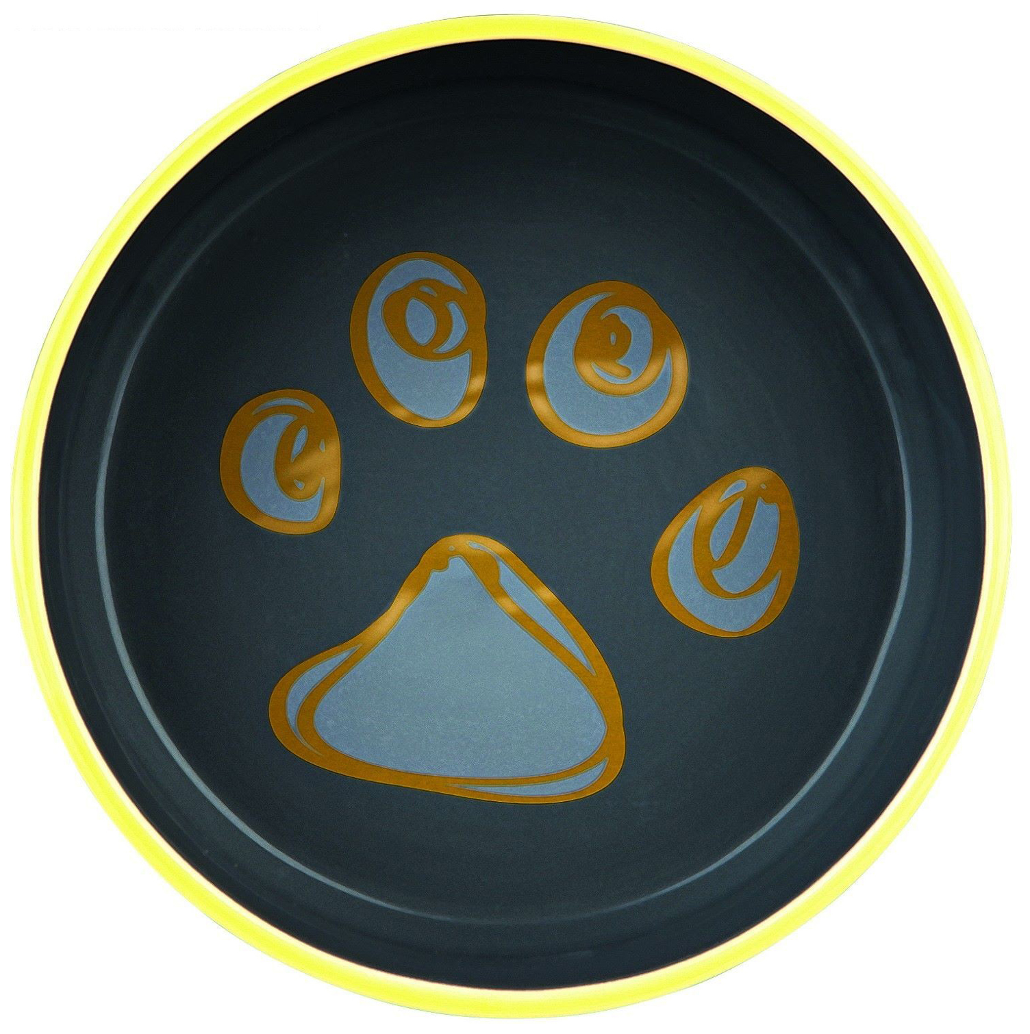 фото Одинарная миска для собак trixie, керамика, синий, желтый, 0,4 л