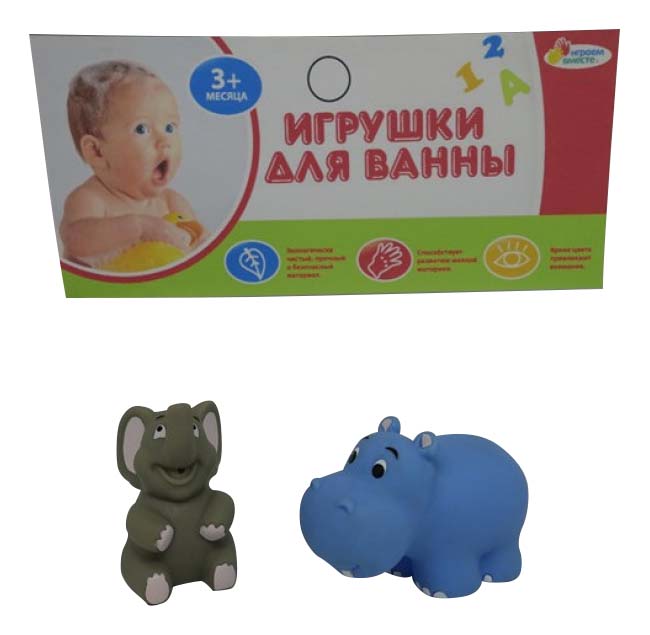 

Игрушки для ванной Слон и бегемот Играем вместе LXB50_170, Разноцветный, Слон, бегемот