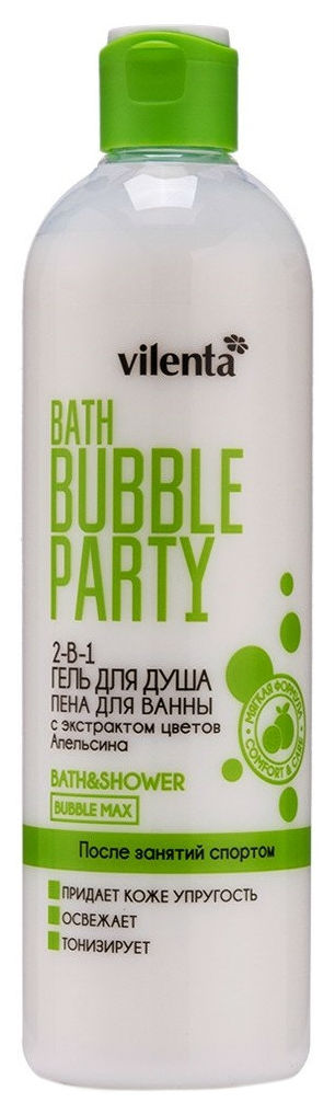 фото Гель-пена 2-в-1 vilenta bath bubble party после занятий спортом 400 мл