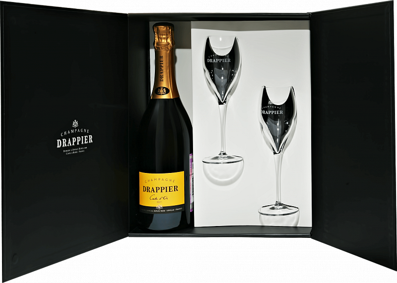 

Drappier Carte d’Or Brut Champagne AOP in gift box with two glasses