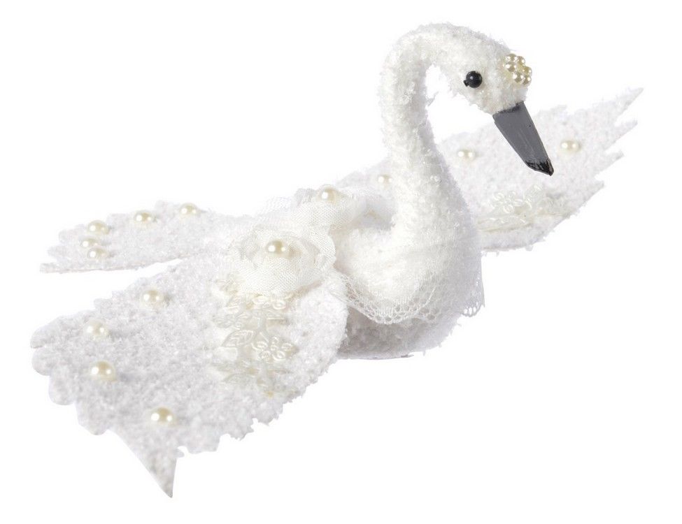 фото Елочная игрушка kaemingk романтичный лебедь на клипсе 455694 13 см 1 шт.