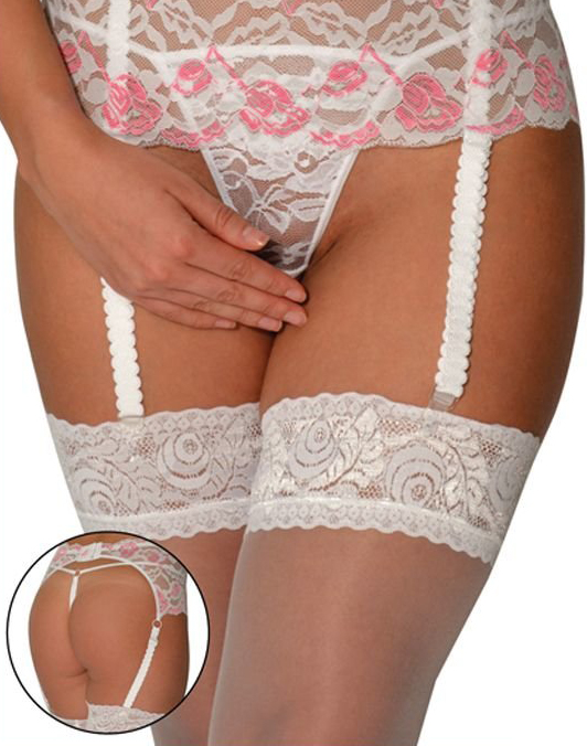 

Красивый кружевной пояс Vanilla Paradise в комплекте с контактными трусиками-стринг, L/XL, кружевной пояс