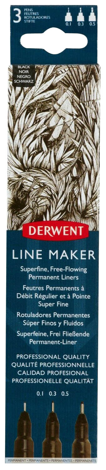 фото Набор капиллярных ручек derwent «line maker» 3 штуки черный