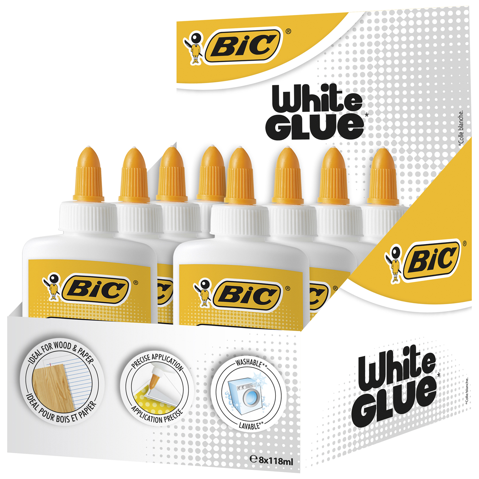 фото Клей bic white glue клей пва коробка x8