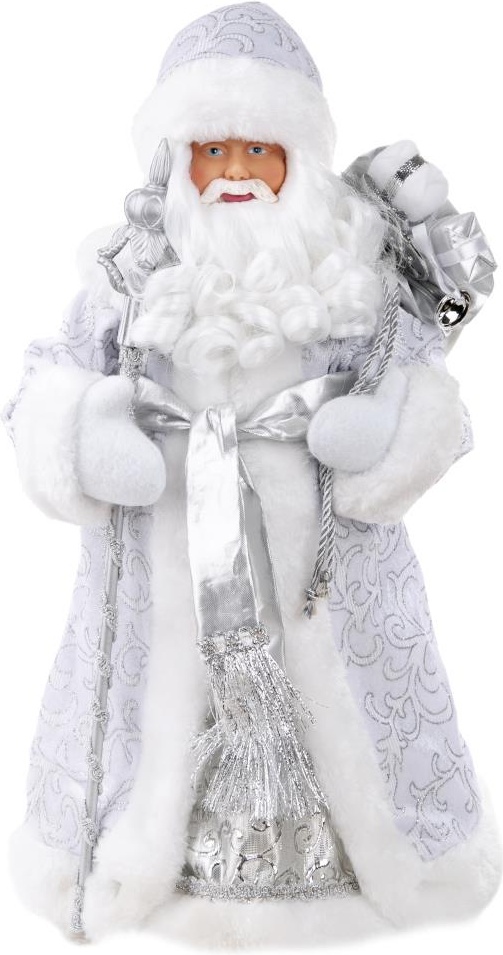 фото Фигурка новогодняя "дед мороз в серебряном костюме", 20,5x12,5x41 см феникс-презент