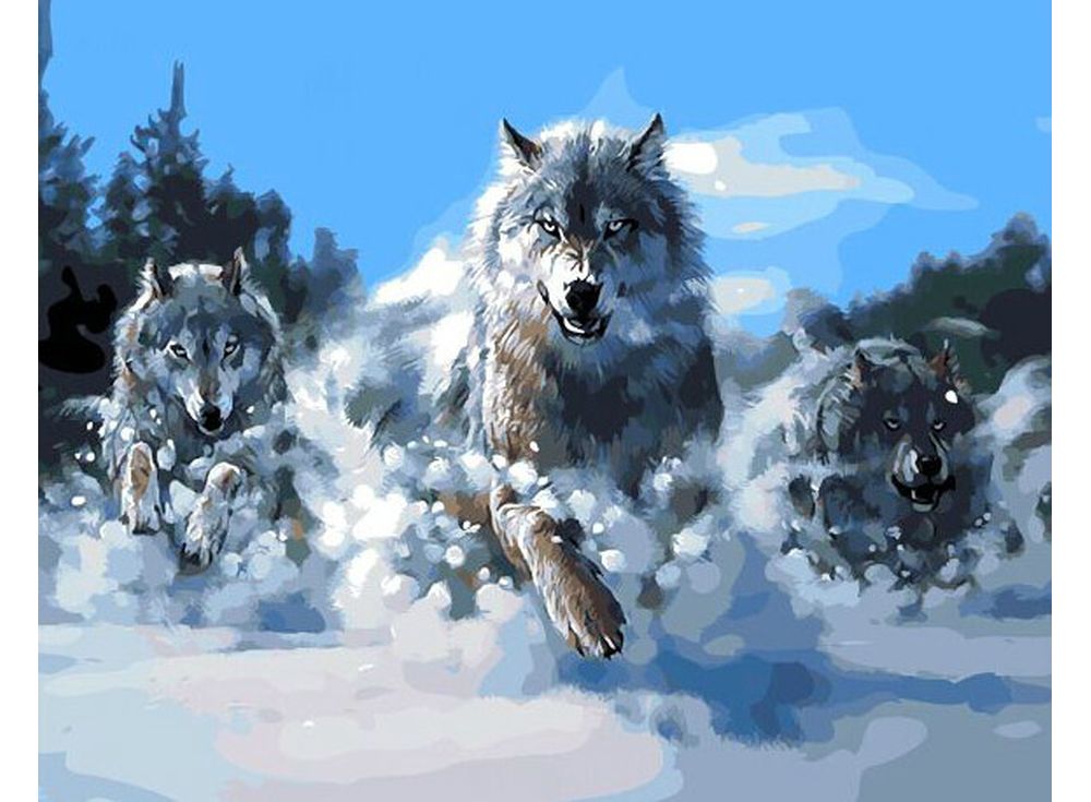 

Картина по номерам Paintboy Волчья стая, 40x50, Волчья стая