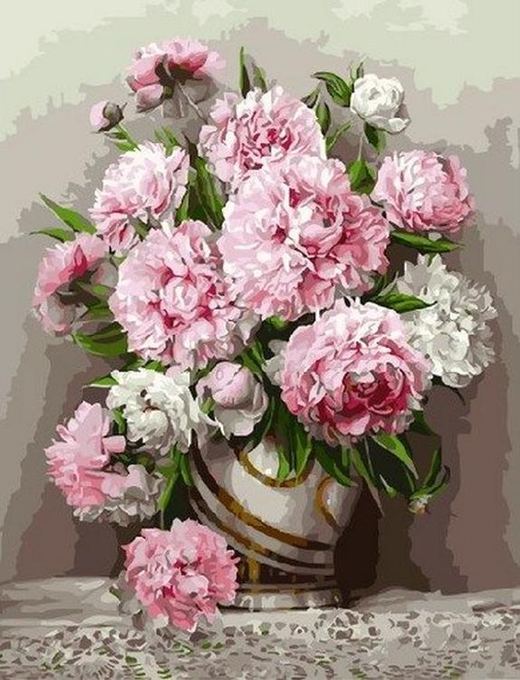 

Картина по номерам Molly Розовые пионы, 40x50, Розовые пионы
