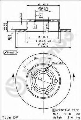 фото Тормозной диск brembo 08908311