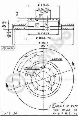 фото Тормозной диск brembo 09556821