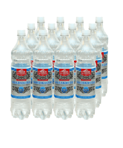 Вода минеральная Славяновская газированная пластик 1л 12 штук в упаковке