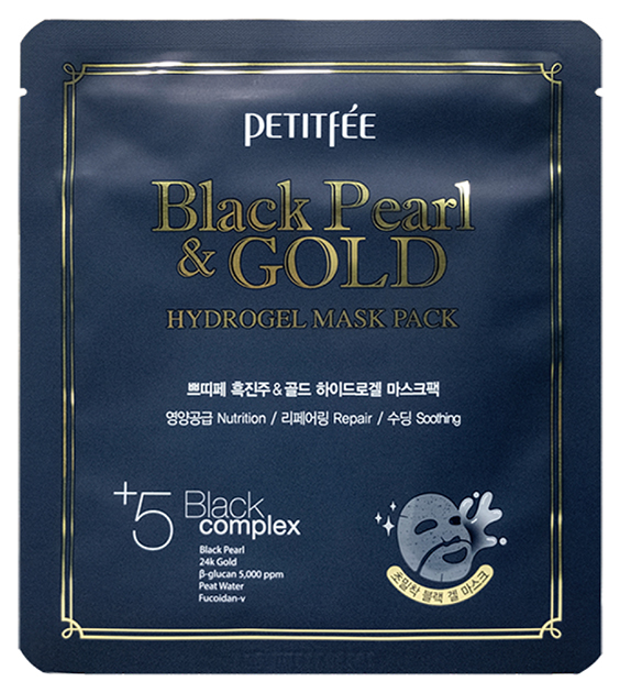 Маска для лица Petitfee Black Pearl & Gold Hydrogel Mask Pack 32 г маска альгинатная с экстрактом жемчуга pearl modeling mask refill 1кг маска 1000г запасной блок